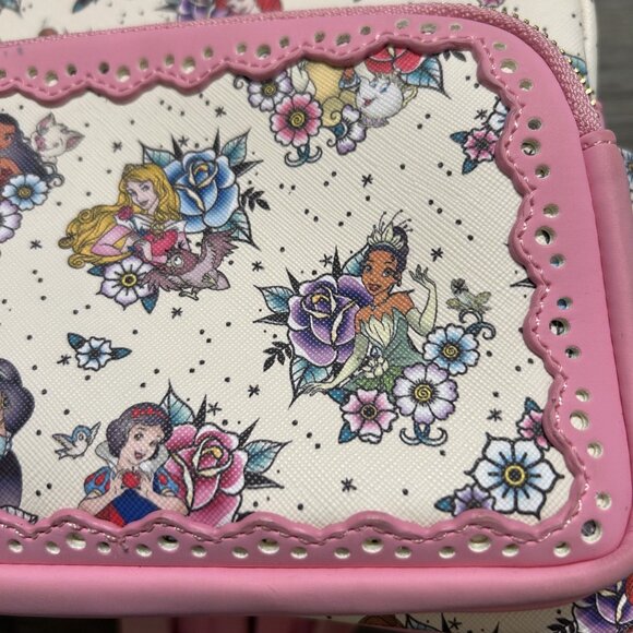 NWOT Loungefly Disney Princess Floral Tattoo Mini Backpack Roses Pink Limited - Picture 12 of 16
